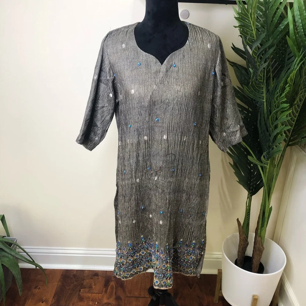 Indian Custom Made Tunic Dress w/ Beautiful Bead Detail